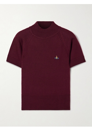 Vivienne Westwood - Bea Logo-embroidered Wool Turtleneck Sweater - Burgundy - XXS,XS,S,M,L,XL