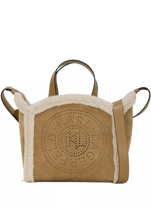 Karl Lagerfeld small K/Circle shearling tote bag - Brown