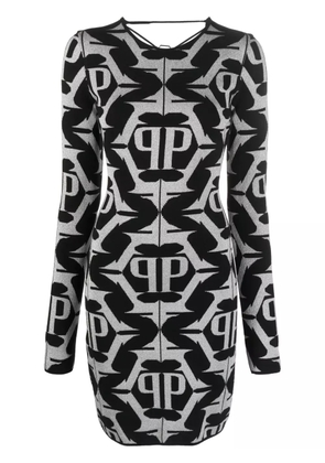 Philipp Plein Hexagon monogram-jacquard lurex minidress - Black