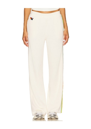 Aviator Nation 5 Stripe Wide Leg Pocket Sweatpant in Cream. Size L. Also in M, S, XS.