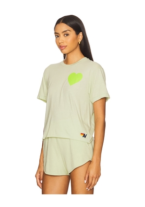 Aviator Nation Heart Print Boyfriend Tee in Green. Size L. Also in M, S, XL, XS.