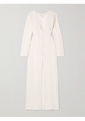 Sara Cristina - Pearl-embellished Crocheted Cotton-blend Coverup - Cream - x small,small,medium,large,x large