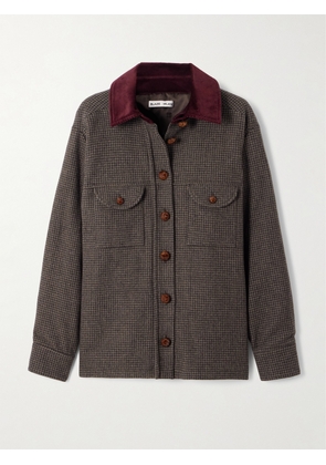 BLAZÉ Milano - Badis Berber Cotton Corduroy-trimmed Houndstooth Wool-blend Jacket - Brown - 00,1,2,3,4