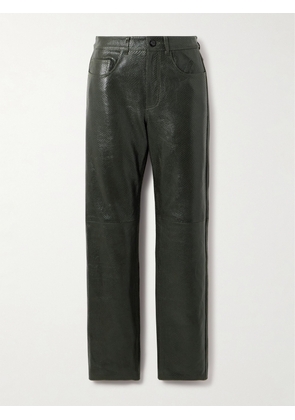 BLAZÉ Milano - Emera Snake-effect Leather Straight-leg Pants - Green - 00,1,2,3,4