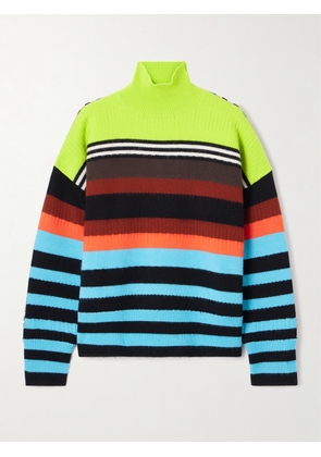 Christopher John Rogers - Striped Ribbed Wool-blend Turtleneck Sweater - Blue - x small,small,medium,large,x large
