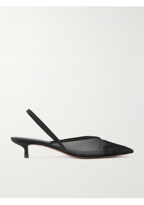 NEOUS - Irena Lace And Satin-trimmed Mesh Slingback Pumps - Black - IT35,IT36,IT36.5,IT37,IT37.5,IT38,IT38.5,IT39,IT39.5,IT40,IT40.5,IT41