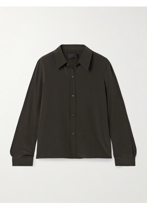Nili Lotan - Simone Silk-crepe Shirt - Brown - x small,small,medium,large,x large