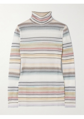 Missoni - Striped Metallic Crochet-knit Turtleneck Sweater - Multi - IT36,IT38,IT40,IT42,IT44,IT46,IT48