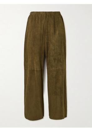 Nour Hammour - Olan Suede Wide-leg Pants - Green - x small,small,medium,large,x large