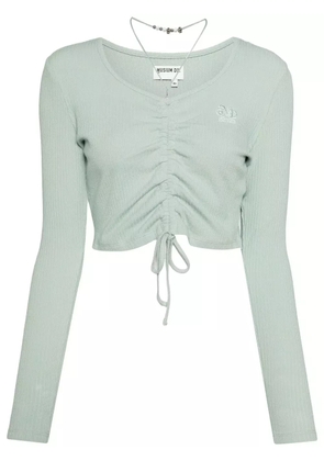 Musium Div. logo-embroidered ruched T-shirt - Green