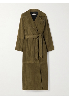 Nour Hammour - Athea Paneled Suede Coat - Green - x small,small,medium,large,x large