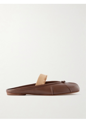 Maison Margiela - Tabi Frayed Split-toe Leather Ballet Flats - Brown - IT35,IT36,IT36.5,IT37,IT37.5,IT38,IT38.5,IT39,IT39.5,IT40,IT40.5,IT41