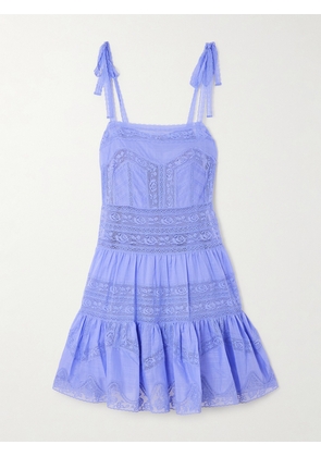 Zimmermann - Coco Lace-trimmed Cotton-voile Dress - Purple - 00,1,2,3,4