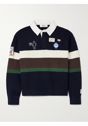 Sea - Arther Appliquéd Striped Cotton And Cashmere-blend Polo Sweater - Black - xx small,x small,small,medium,large,x large