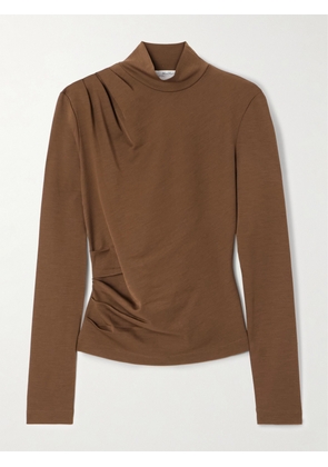 Max Mara - Orme Draped Wool-jersey Turtleneck Top - Brown - x small,small,medium,large,x large