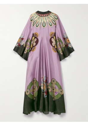 La DoubleJ - Icon Magnifico Printed Silk-twill Maxi Dress - Purple - xx small,x small,small,medium,large,x large