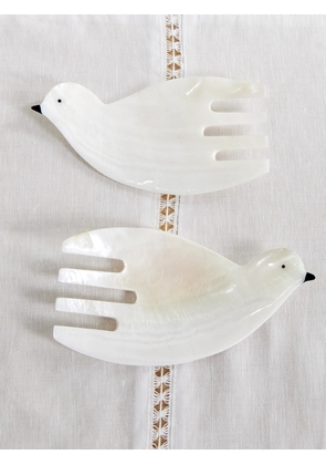 Gohar World - Dove Mother-of-pearl Salad Servers - Off-white - One size