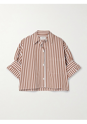 TWP - Next Ex Cropped Striped Cotton-poplin Shirt - Brown - XXS,XS/S,M/L