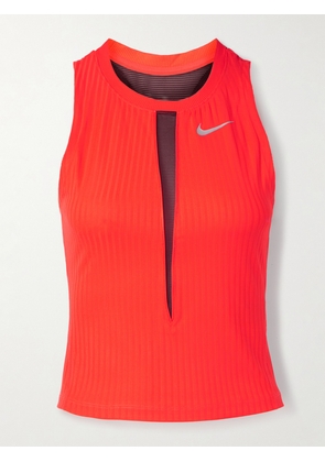 Nike - Nikecourt Slam Cutout Mesh-trimmed Ribbed Dri-fit Tennis Tank - Red - x small,small,medium,large,x large