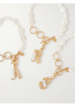 Pacharee - Convertible Gold-plated Pearl Bracelet - Ivory - A,C,D,J,K,M,R,S,T