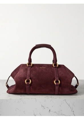 MCQUEEN - Farringdon Medium Suede Shoulder Bag - Burgundy - One size