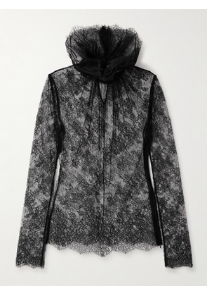 MCQUEEN - Ruffled Lace Blouse - Black - IT36,IT38,IT40,IT42