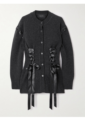 Simone Rocha - Bow-embellished Merino Wool-blend Cardigan - Gray - x small,small,medium,large