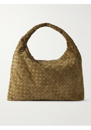 Bottega Veneta - Hop Large Intrecciato Suede Shoulder Bag - Green - One size
