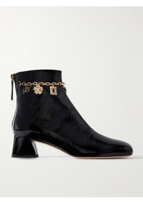 Roger Vivier - Très Vivier 45 Chain-embellished Patent-leather Ankle Boots - Black - IT36,IT36.5,IT37,IT37.5,IT38,IT38.5,IT39,IT39.5,IT40,IT40.5,IT41,IT41.5,IT42