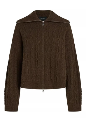 Karl Lagerfeld cable-knit zip-up cardigan - 201 Java