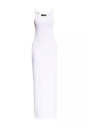 Versace asymmetrical ruched maxi dress - White