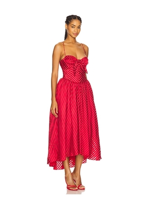 For Love & Lemons Burnout Stripe Maxi Dress in Red. Size L. Also in M, S, XS.