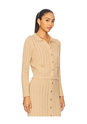 HEVRON Nanette Cardigan in Tan. Size L. Also in M, S, XL, XS.