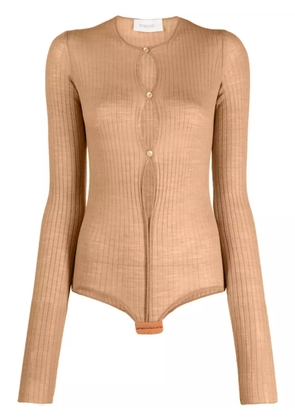Sportmax ribbed-knit button-up bodysuit - Neutrals