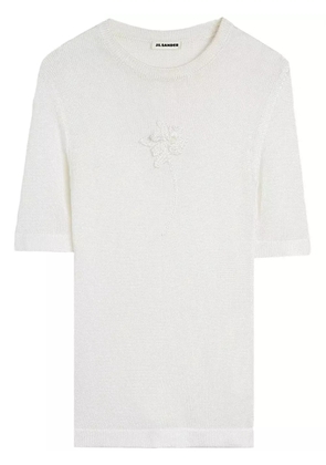 Jil Sander crochet-flower knit T-shirt - White