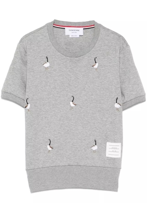 Thom Browne geese-embroidered cotton T-shirt - Grey