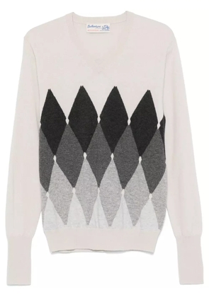 Ballantyne diamond-pattern V-neck sweater - Neutrals