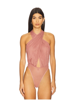 Lapointe Mesh Halter Cutout Bodysuit in Pink. Size M. Also in L.
