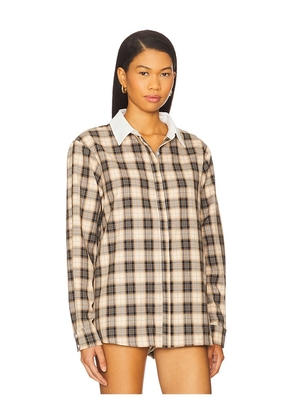 LIONESS Vacanza Shirt in Chocolate. Size L. Also in M, S.