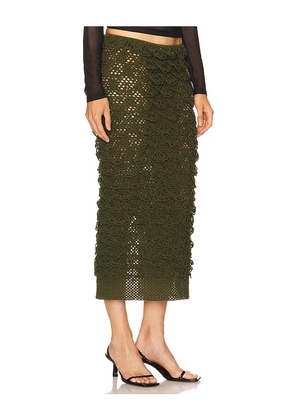 nastyamasha Crochet Floral Midi Skirt in Green. Size L. Also in M, S.