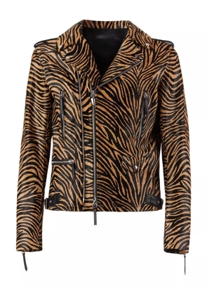 Giuseppe Zanotti Kian animal-print biker jacket - Neutrals