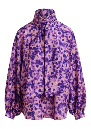 Essentiel Antwerp abstract-print tie-neck blouse - Purple