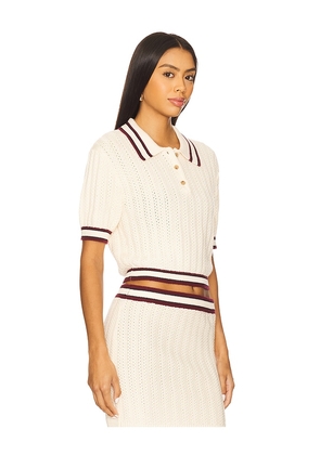 Lovers and Friends Remy Pointelle Polo Top in Cream. Size L. Also in M, S, XL, XS, XXS.
