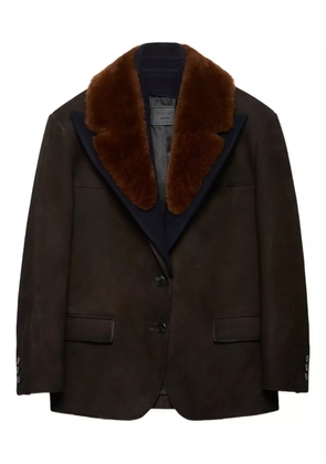 Prada shearling-collar suede coat - Brown