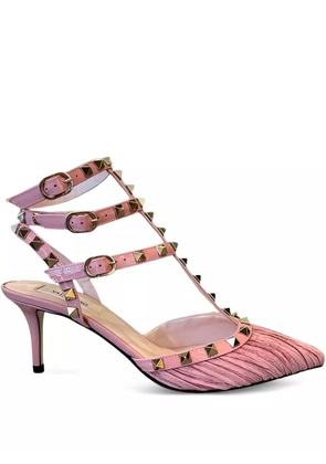 Valentino Garavani 25.5mm Rockstud pleated pumps - Pink
