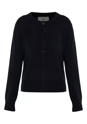 AMI Paris heart-embroidered button wool cardigan - Black