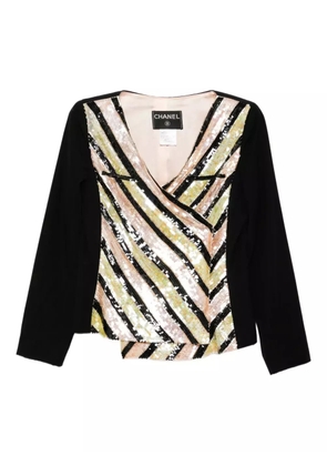 CHANEL Pre-Owned V-neck sequins top - Black
