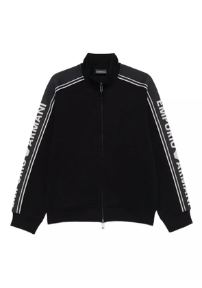 Emporio Armani logo-tape zip-up sweater - Black
