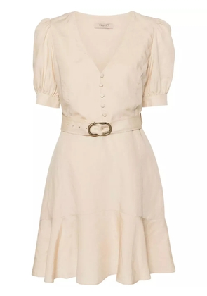 TWINSET puff-sleeves flared midi dress - Neutrals