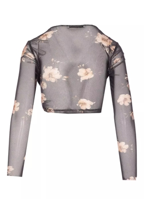 MAR DE MARGARITAS floral-print mesh top - Black